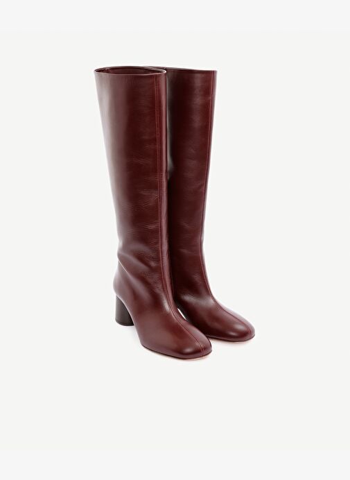Silindir Topuk Detaylı Deri Çizme - Görsel 5