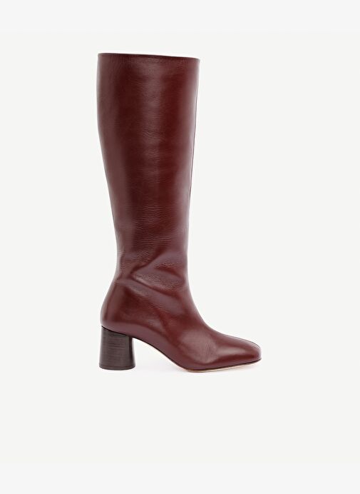 Silindir Topuk Detaylı Deri Çizme - Görsel 2