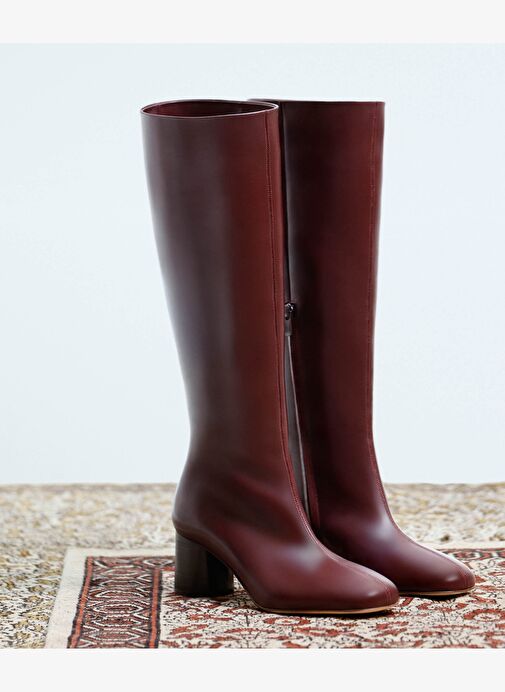 Silindir Topuk Detaylı Deri Çizme - Görsel 6