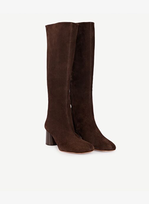 Silindir Topuk Detaylı Deri Çizme - Görsel 4