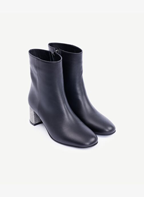 Metal Ökçeli Deri Topuklu Bot - Görsel 5
