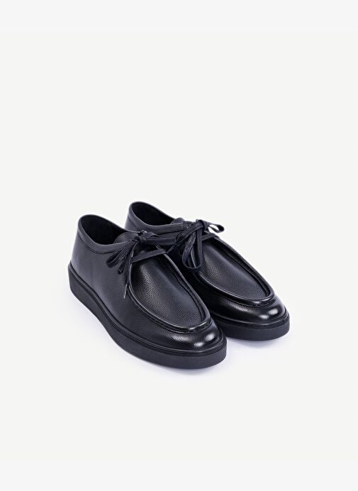 Bağcıklı Deri Düz Ayakkabı - Görsel 5