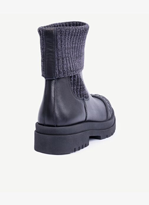 Bileği Triko Detaylı Deri Bot - Görsel 4