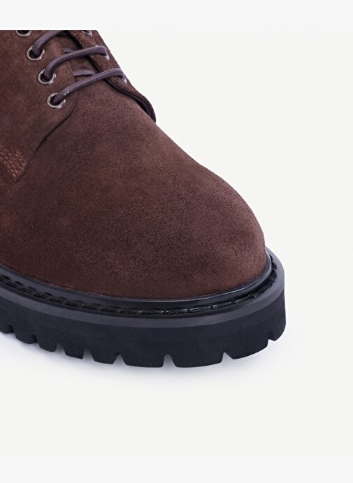 Kalın Tabanlı Bağcıklı Deri Düz Ayakkabı - Görsel 3