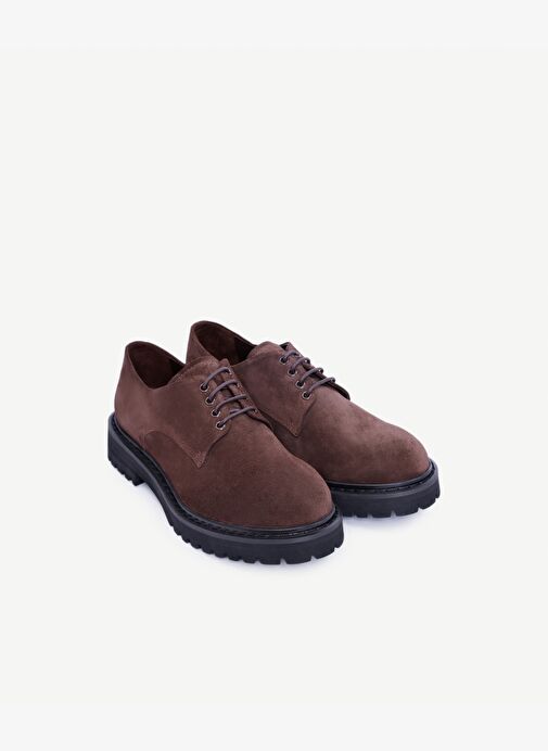 Kalın Tabanlı Bağcıklı Deri Düz Ayakkabı - Görsel 5