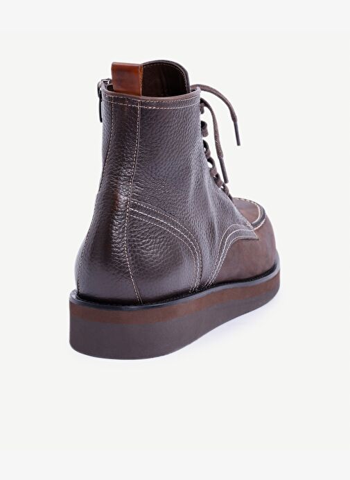 Nubuk Detaylı Bağcıklı Deri Bot - Görsel 4