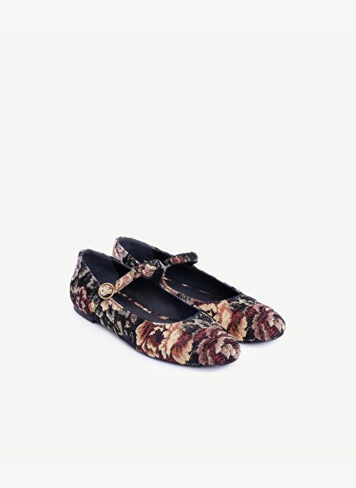 Çiçek Kumaşlı Atkılı Babet - Görsel 5