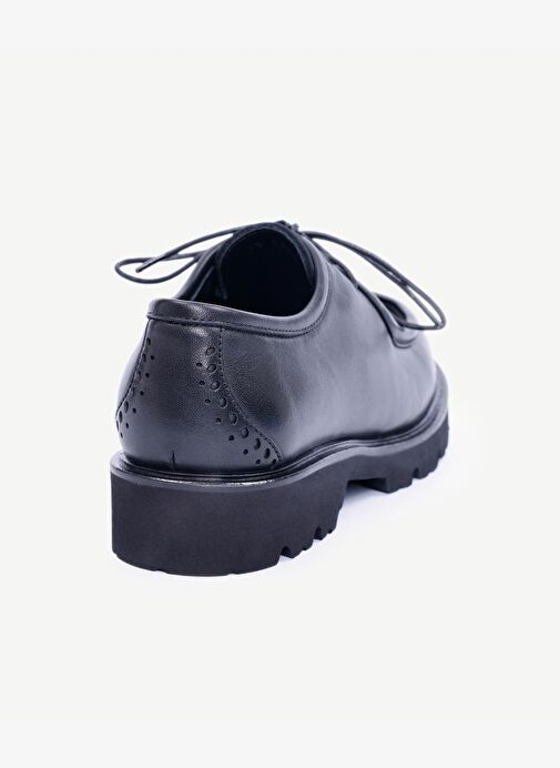 Fitil Detaylı Bağcıklı Deri Düz Ayakkabı - Görsel 3