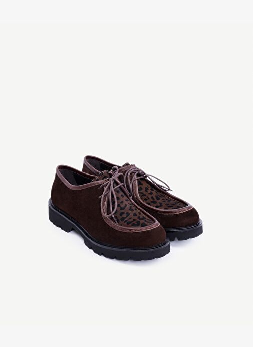 Fitil Detaylı Bağcıklı Deri Düz Ayakkabı - Görsel 5