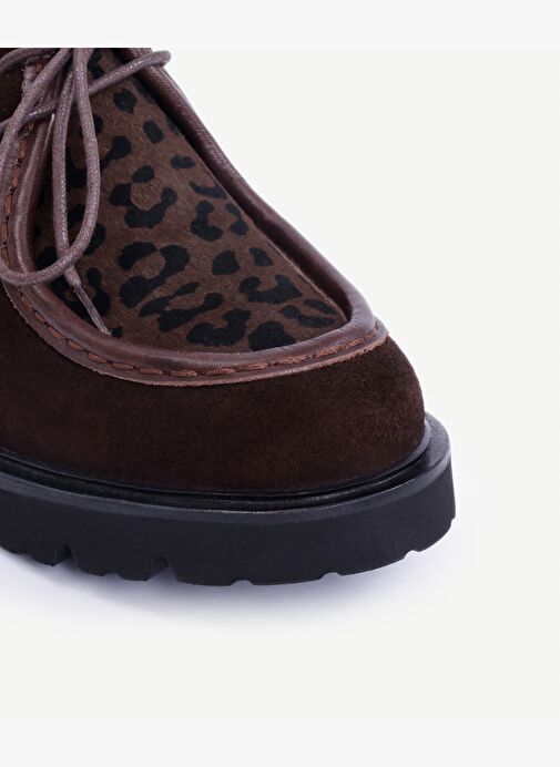 Fitil Detaylı Bağcıklı Deri Düz Ayakkabı - Görsel 3