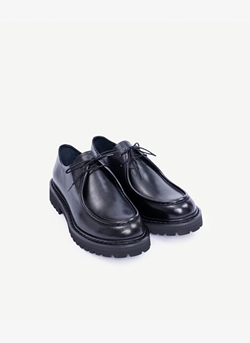 Bağcıklı Deri Düz Ayakkabı - Görsel 5