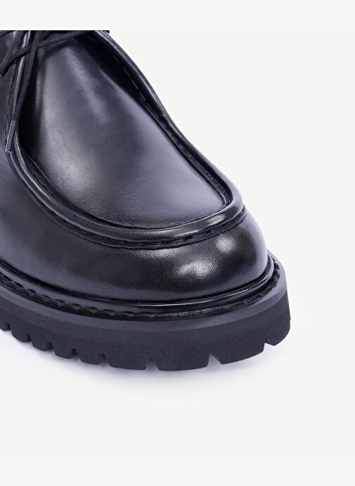 Bağcıklı Deri Düz Ayakkabı - Görsel 3