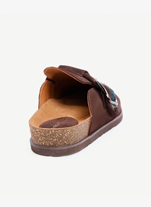 Şerit Detaylı Deri Terlik - Görsel 4