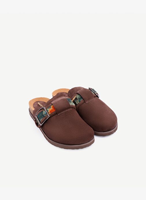 Şerit Detaylı Deri Terlik - Görsel 5