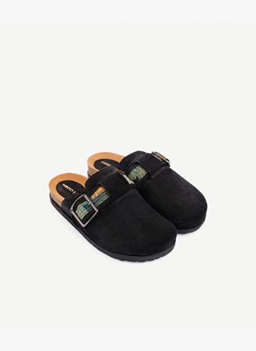 Şerit Detaylı Deri Terlik - Görsel 5