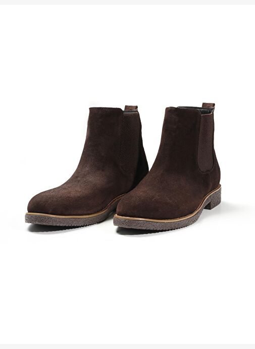 Koyu Kahverengi Erkek Süet Düz Bot - 94387 - Görsel 3