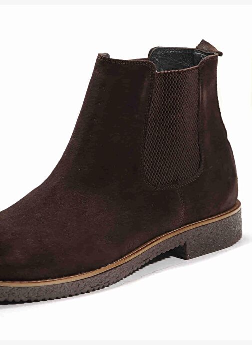 Koyu Kahverengi Erkek Süet Düz Bot - 94387 - Görsel 4