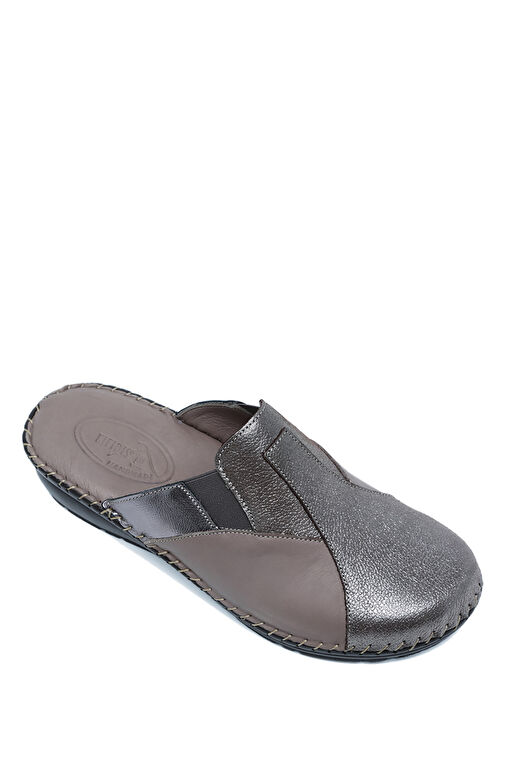 Kifidis Gri-Kahverengi Kadın Deri Terlik 12HND1TERK00003 - Görsel 3