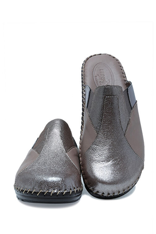 Kifidis Gri-Kahverengi Kadın Deri Terlik 12HND1TERK00003 - Görsel 4