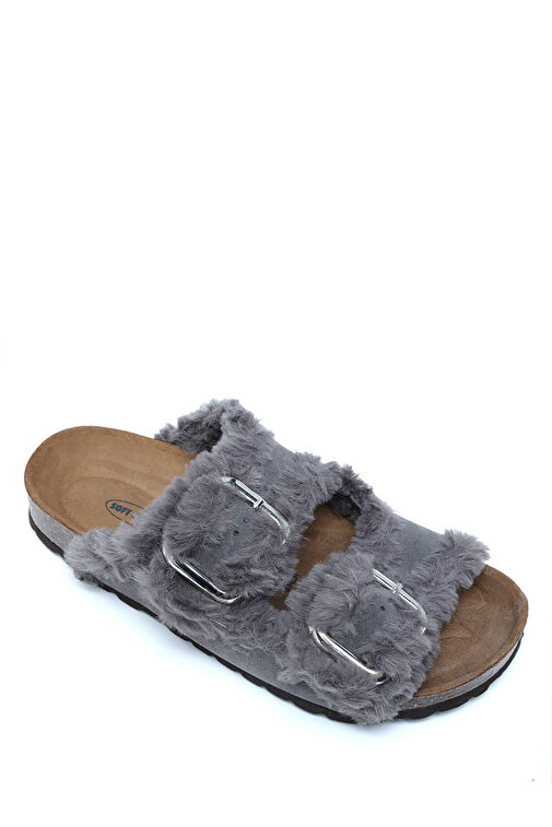 K14766SD Kifidis Soft Step Kadın Çift Bantlı Süet Deri Sabo Mantar Terlik 36-41 - Görsel 2