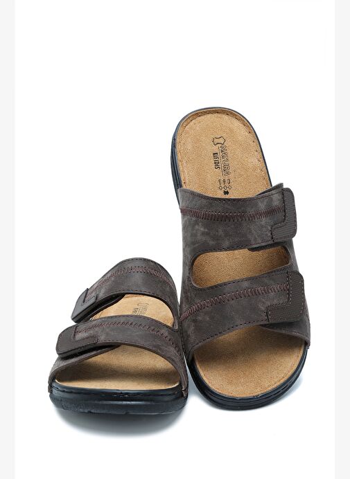 SIB4412 Kifidis-Natura Erkek Çift Bantlı Anatomik Deri Terlik 40-45 - Görsel 3