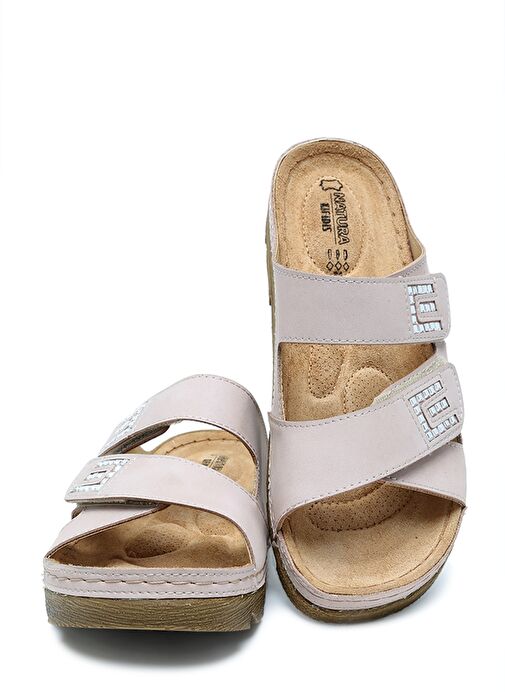 SIB220511 Kifidis-Natura Kadın Taşlı Anatomik Deri Terlik 36-41 - Görsel 3