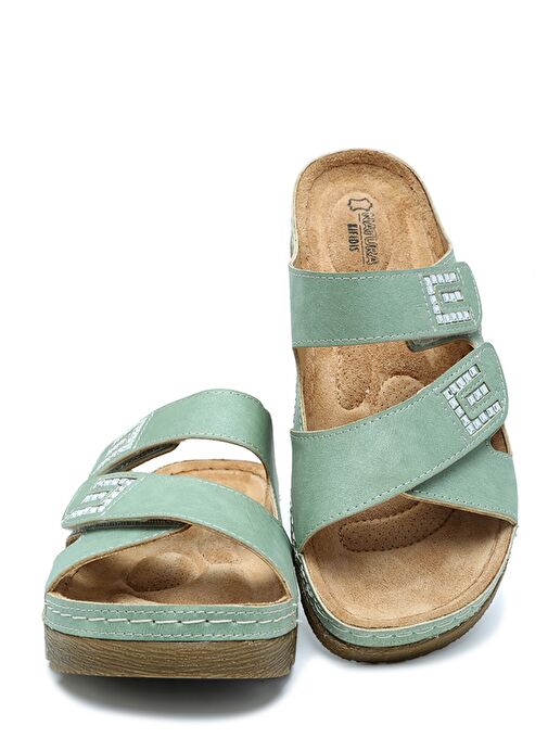 SIB220511 Kifidis-Natura Kadın Taşlı Anatomik Deri Terlik 36-41 - Görsel 3