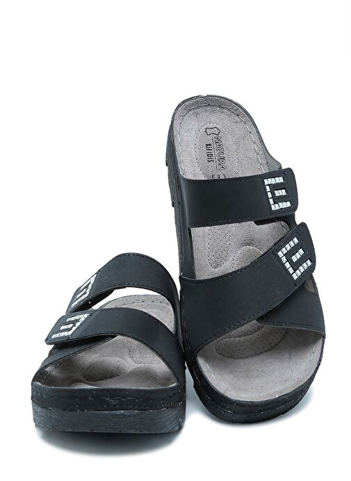 SIB220511 Kifidis-Natura Kadın Taşlı Anatomik Deri Terlik 36-41 - Görsel 3