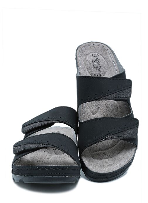 SIB160147 Kifidis-Natura Kadın Çift Bantlı Anatomik Deri Terlik 36-41 - Görsel 3