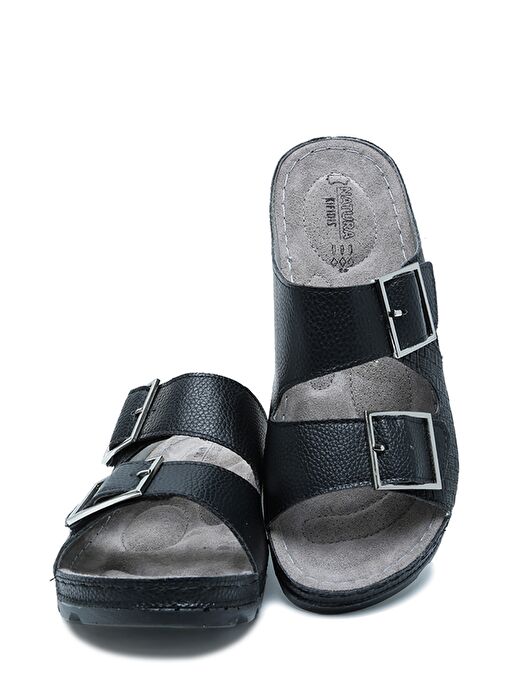 SIB160117-V2 Kifidis-Natura Kadın Çift Bantlı Anatomik Deri Terlik 36-41 - Görsel 3