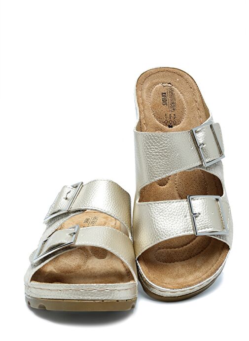 SIB160117-V2 Kifidis-Natura Kadın Çift Bantlı Anatomik Deri Terlik 36-41 - Görsel 3