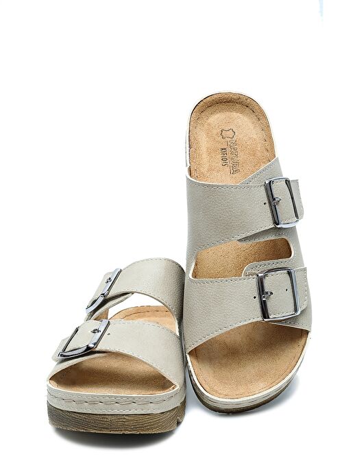 SIB220517-V2 Kifidis-Natura Kadın Çift Bantlı Anatomik Deri Terlik 36-41 - Görsel 3