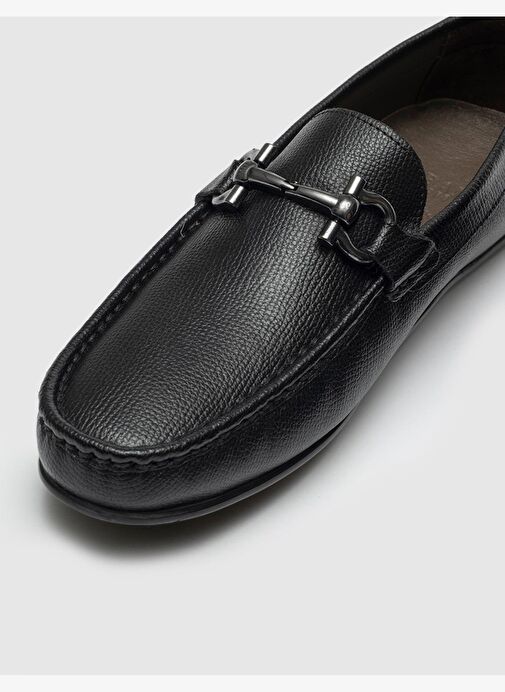 %100 Hakiki Deri Siyah Erkek Loafer Ayakkabı - Görsel 5