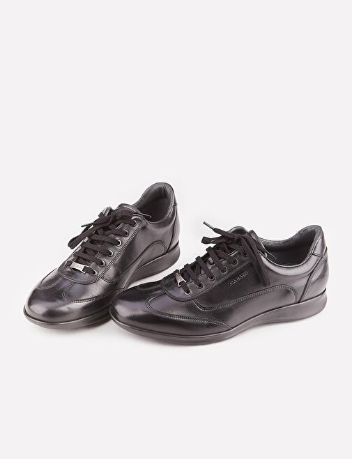 Erkek Hakiki Deri Kauçuk Tabanlı Siyah Bağcıklı Günlük Ayakkabı - Görsel 5