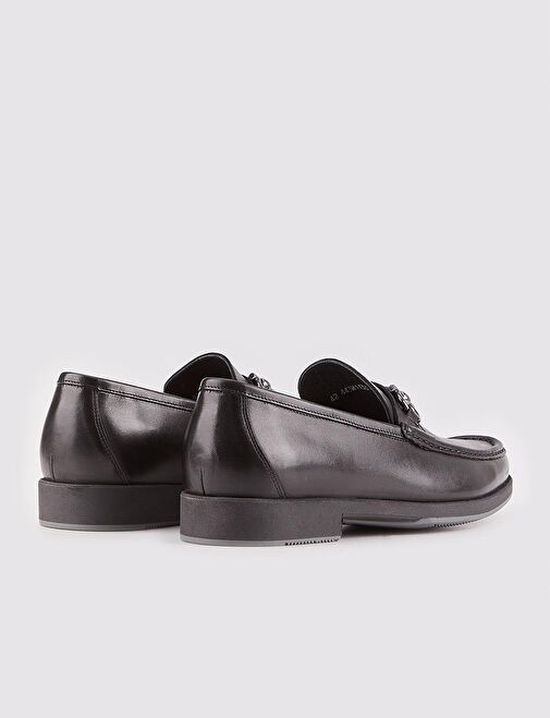 Toka Detaylı Hakiki Deri Siyah Erkek Günlük Ayakkabı - Görsel 4