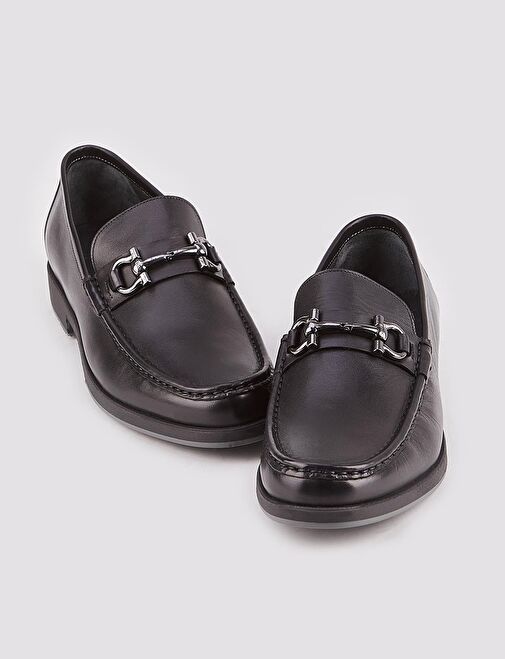 Toka Detaylı Hakiki Deri Siyah Erkek Günlük Ayakkabı - Görsel 5