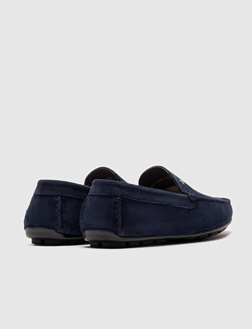 Kauçuk Tabanlı Hakiki Deri Lacivert Erkek Loafer - Görsel 4