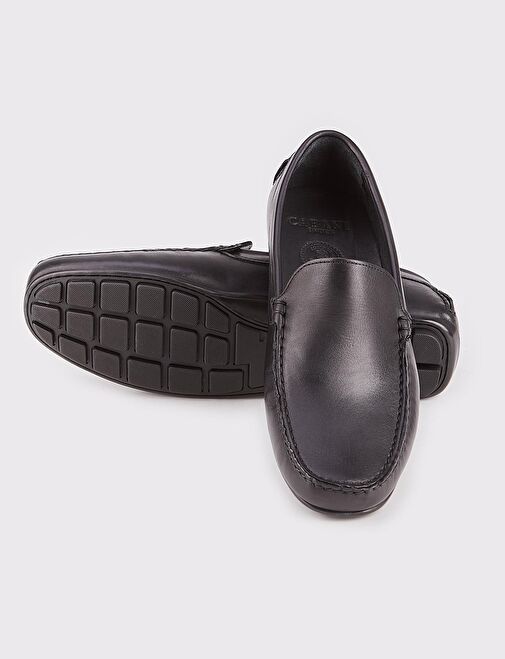 Hakiki Deri Siyah Bağcıksız Erkek Loafer Ayakkabı - Görsel 5