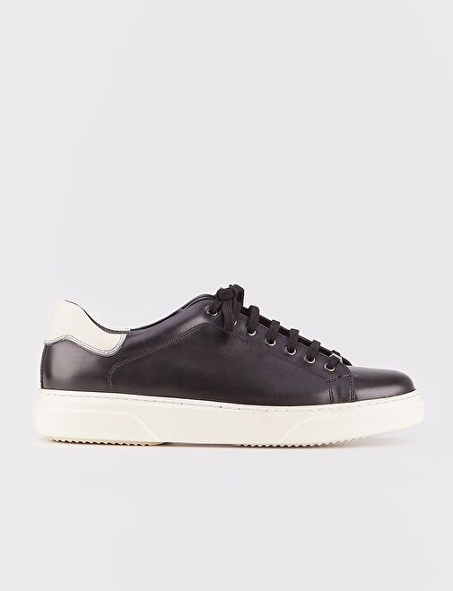Cabani Ayakkabı Siyah-Beyaz Erkek Deri Sneaker 14586 - Görsel 2