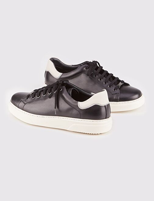 Cabani Ayakkabı Siyah-Beyaz Erkek Deri Sneaker 14586 - Görsel 6