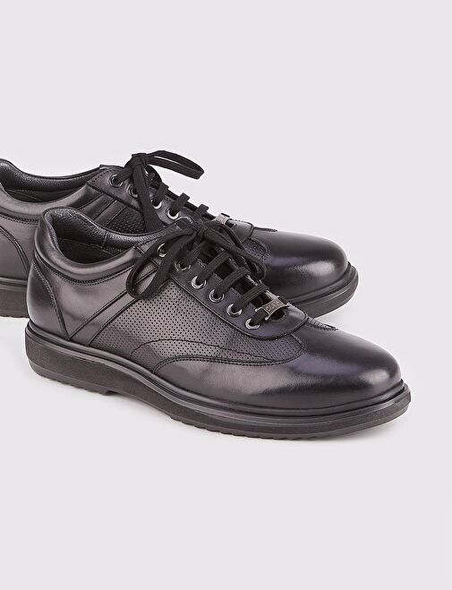 Hakiki Deri Siyah Bağcıklı Erkek Günlük Ayakkabı - Görsel 5