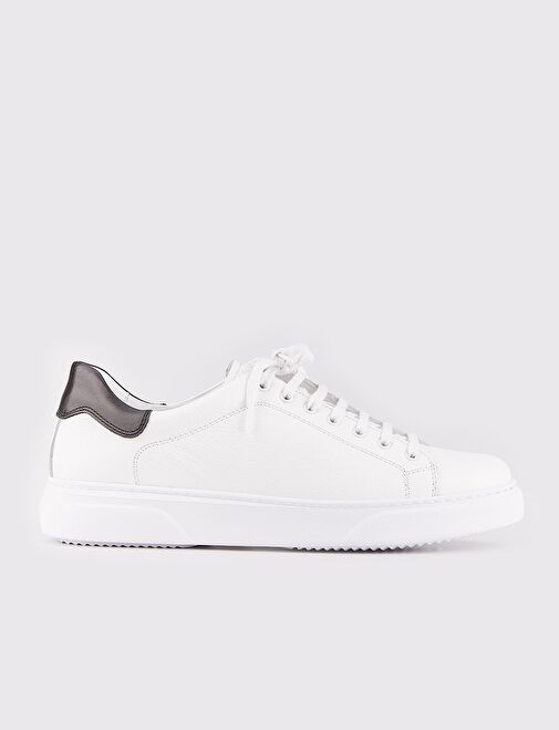 Cabani Ayakkabı Beyaz-Siyah Erkek Deri Sneaker 14585 - Görsel 2