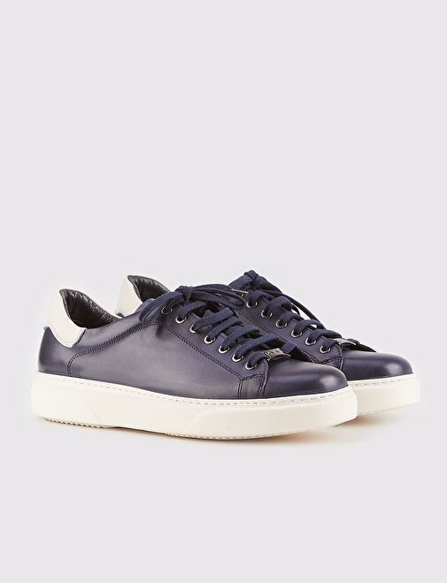 Cabani Ayakkabı Lacivert-Beyaz Erkek Deri Sneaker 14584 - Görsel 3