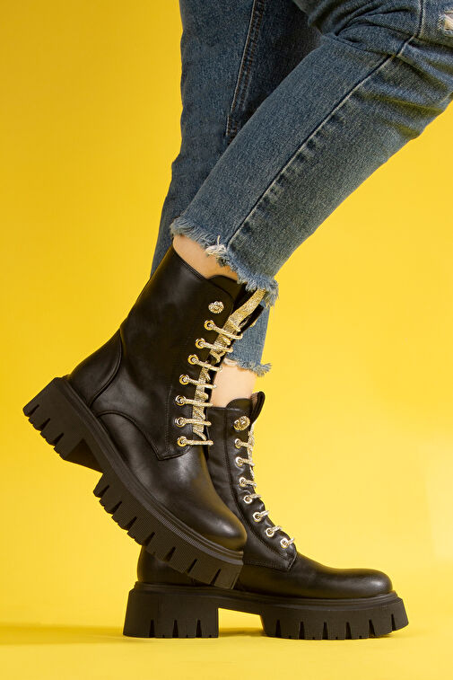 Nemesis Fermuarlı Kadın Postal Bot Siyah - Görsel 4