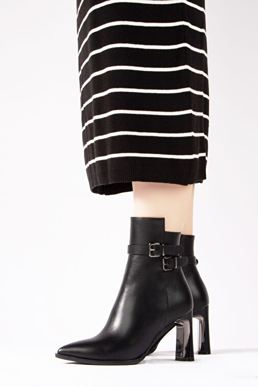 Nemesis Fermuarlı Topuklu Kadın Bot Siyah - Görsel 3