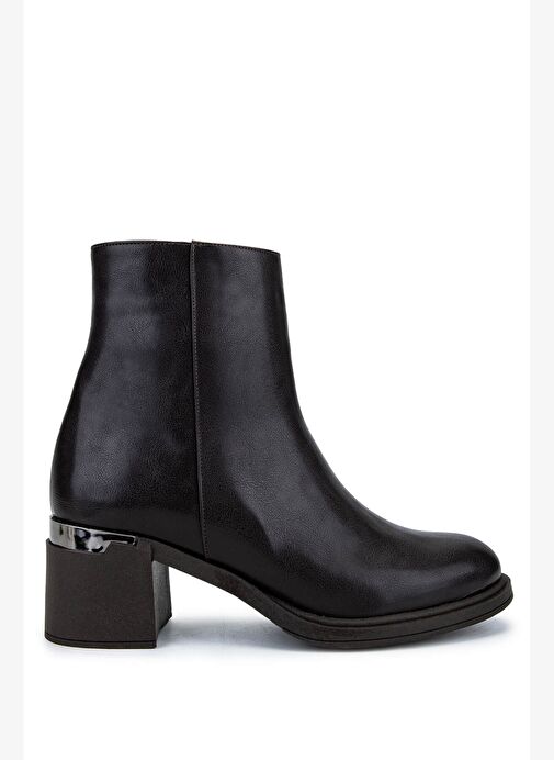 Tamer Tanca Kadın Suni Deri Kahverengi Topuklu Bot - Görsel 2