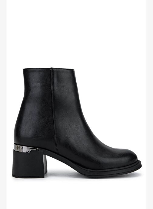 Tamer Tanca Kadın Suni Deri Siyah Topuklu Bot - Görsel 2