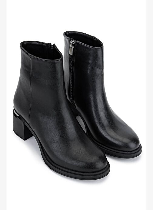 Tamer Tanca Kadın Suni Deri Siyah Topuklu Bot - Görsel 3