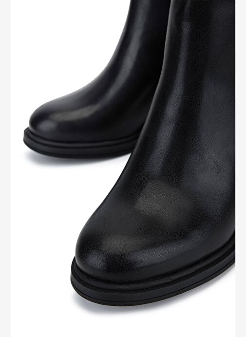 Tamer Tanca Kadın Suni Deri Siyah Topuklu Bot - Görsel 5