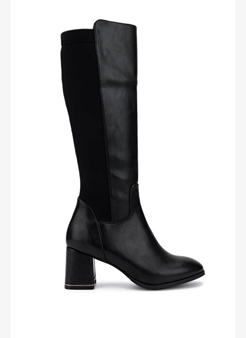 Tamer Tanca Kadın Suni Deri Siyah Topuklu Çizme - Görsel 2